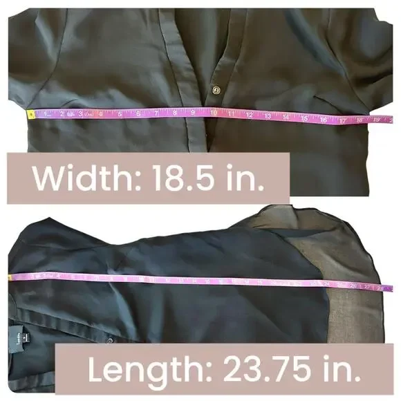 Women’s Lumiere Black Long Sleeve Sheer Back Tunic Blouse - Small - Picture 8 of 9